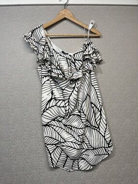 🆕 M Apt. 9 Tropical Leaf Print One Shoulder Dress NWT
